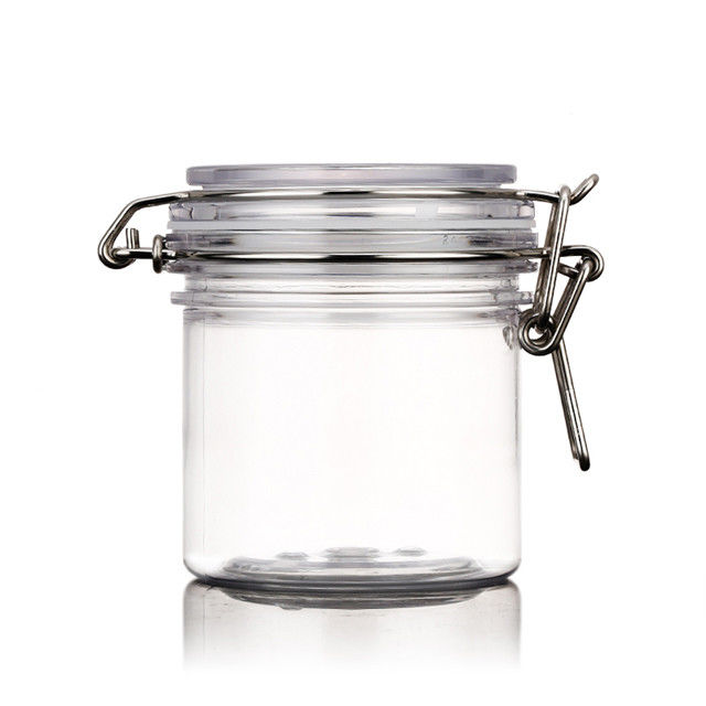 380ml Plastic Clip Top Storage Jars , Round Wire Bale Jars
