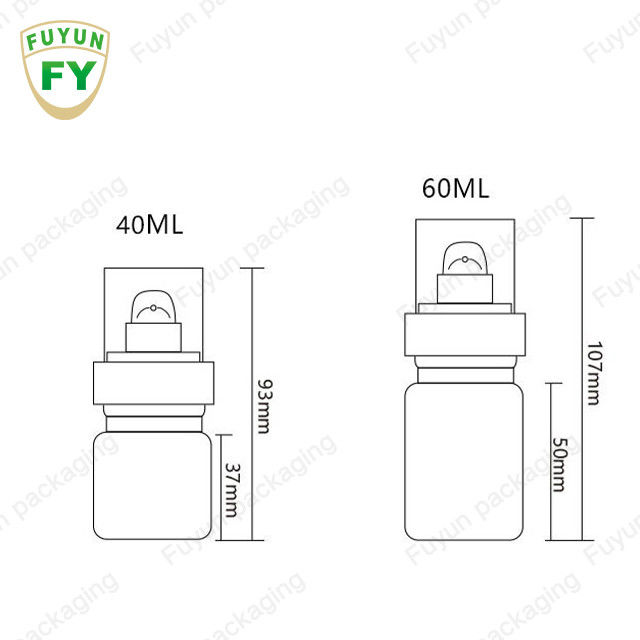 Fuyun 40ml 60ml 앰버 스킨케어 플라스틱 펌프 병 연속 스프레이