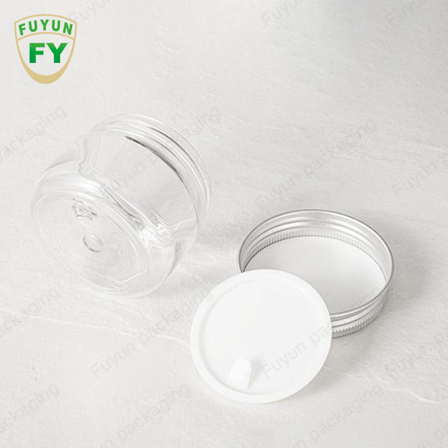 BPA가없는 용기 PET 플라스틱 식품 보관 캔디 포장용 뚜껑이있는 투명 쿠키 원형 항아리