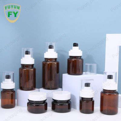 Fuyun 40ml 60ml 앰버 스킨케어 플라스틱 펌프 병 연속 스프레이