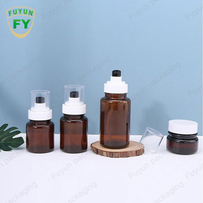 Fuyun 40ml 60ml 앰버 스킨케어 플라스틱 펌프 병 연속 스프레이