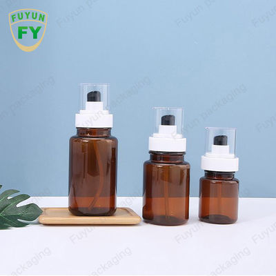 Fuyun 40ml 60ml 앰버 스킨케어 플라스틱 펌프 병 연속 스프레이
