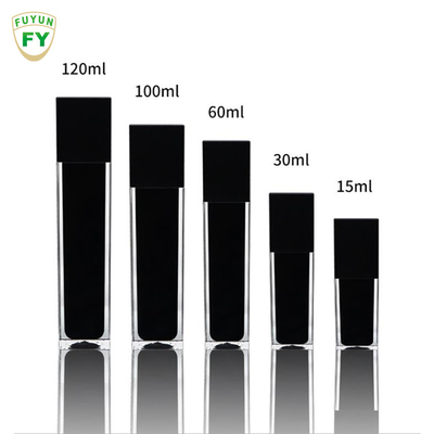 Fuyun 15ml/30ml/60ml/100ml/120ml/15g/30g/50g/100g 투명 블랙 컬러 직사각형 모양 아크릴 플라스틱 이중 벽 병