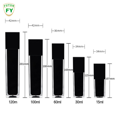 Fuyun 15ml/30ml/60ml/100ml/120ml/15g/30g/50g/100g 투명 블랙 컬러 직사각형 모양 아크릴 플라스틱 이중 벽 병