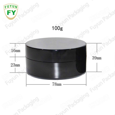 Fuyun 100ml/100g/3.4oz cosmetic packaging clear black pet plastic cream jar with plastic lid